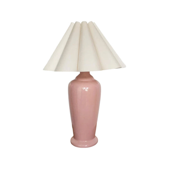 Vintage Pink Table Lamp with Tulip Lampshade