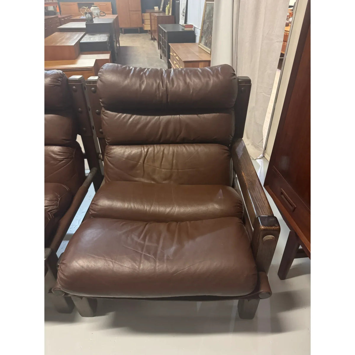 Norman Archibald for Nore Furniture - 3 seater leather lounge and ottoman | Bazaa | Designer, Vintage and Antique Furniture