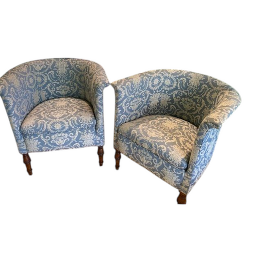 TIMELESS ELEGANCE SET 2 ANTIQUE EDWARDIAN TUBCHAIRS c.1901-1910