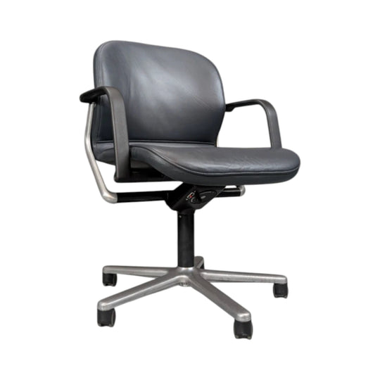 4 Wilkhahn German Modernist Swivel Chairs in Leather and Cast Aluminium