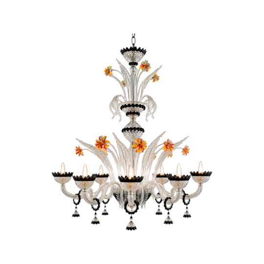 Black and Clear Murano Chandelier