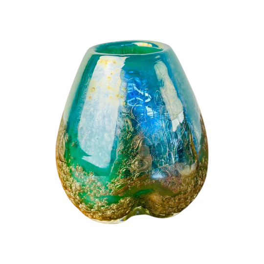 Knut Bergqvist Ariel Vase by Orrefors, Swedish Art Glass with Encased Air Bubbles, 10cm