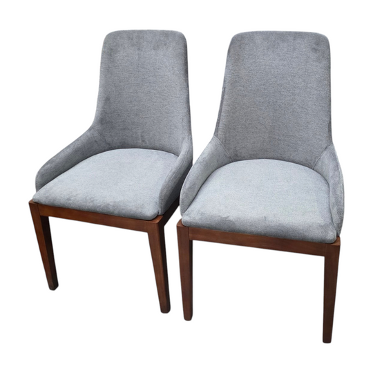 Brand New Set of Six Quality Modern Grey Upholstered Dining Chairs