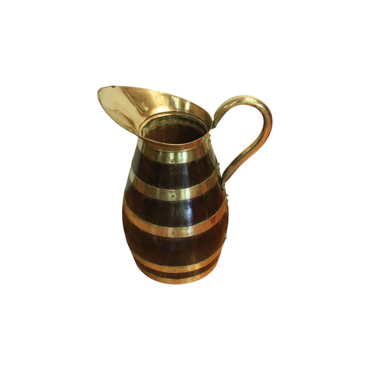 Oak brass bound stick or umbrella stand in the shape of a jug
