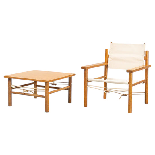 Rare Danish Safari Chair & Table