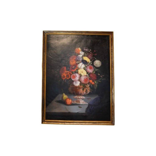 Oil on Canvas, Italian Vase of Flowers, Italian early 18th century