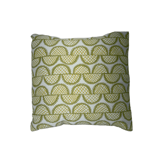 Olive Green Scalloped Design Throw Cushion