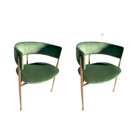 Olive Velvet Dining Chairs, 1950s
