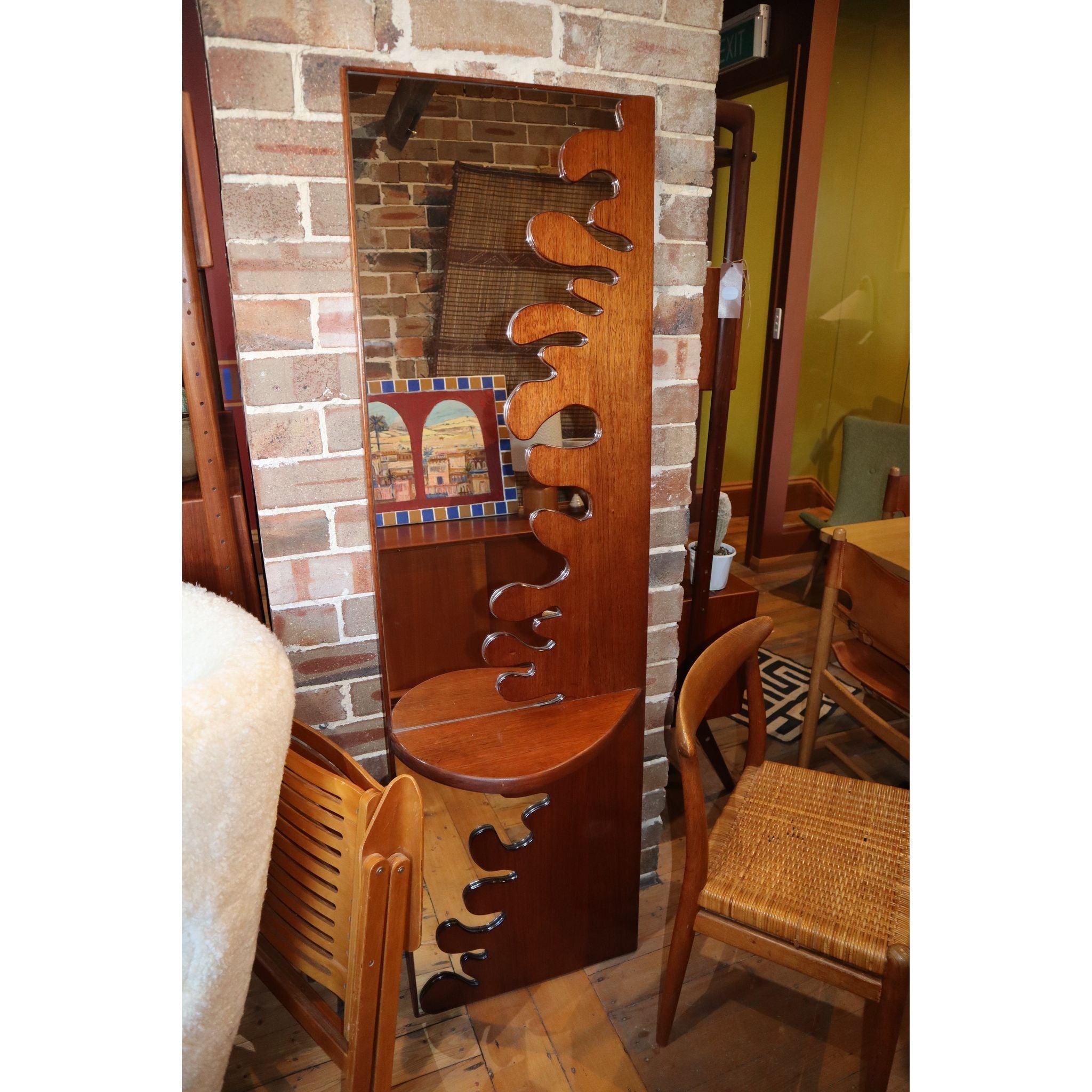 Ondulé Teak Floor Length Mirror | Bazaa | Designer, Vintage and Antique Furniture