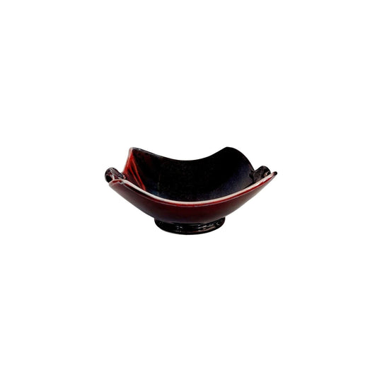 One Tree Hill Pottery, Bowl with Small Handles, Red and Black Tones