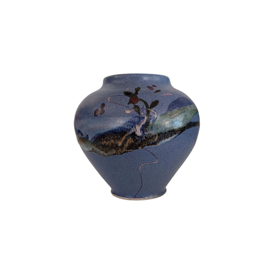 One Tree Hill Pottery Vase, Light Blue Tones with Abstract Decoration