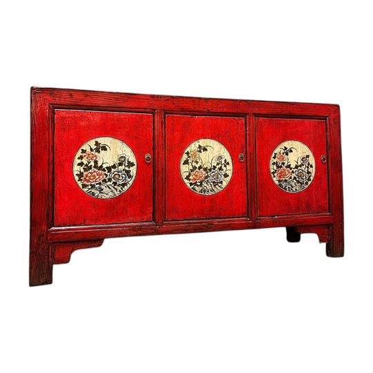 Chinese Red Lacquered Sideboard,Gansu Province