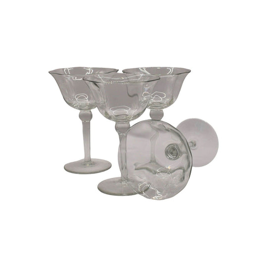 Optic ribbed stemmed wine glass/Champage coupe/stemmed desert glasses. Set of 4