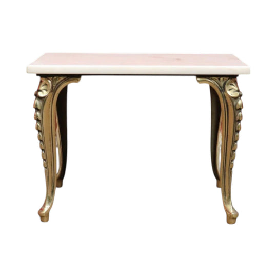 Vintage Italian Marble Top Lamp Table Louis XV Style Brass Base. B12944