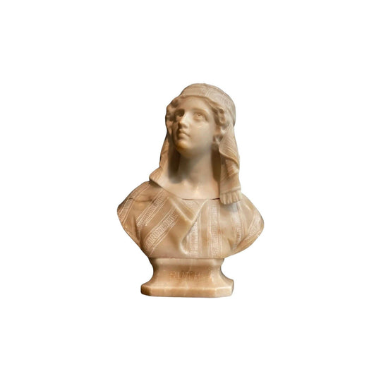 Original 19th Century Carved Alabaster Bust Of Ruth By Giuseppe Bessi