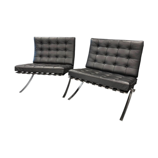 Original Knoll Barcelona Lounge Chair – Chrome Frame, Black Leather