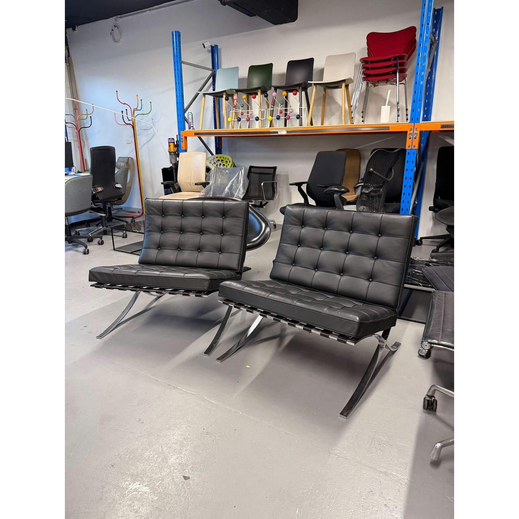 Shop Original Knoll Barcelona Lounge Chair – Chrome Frame, Black ...