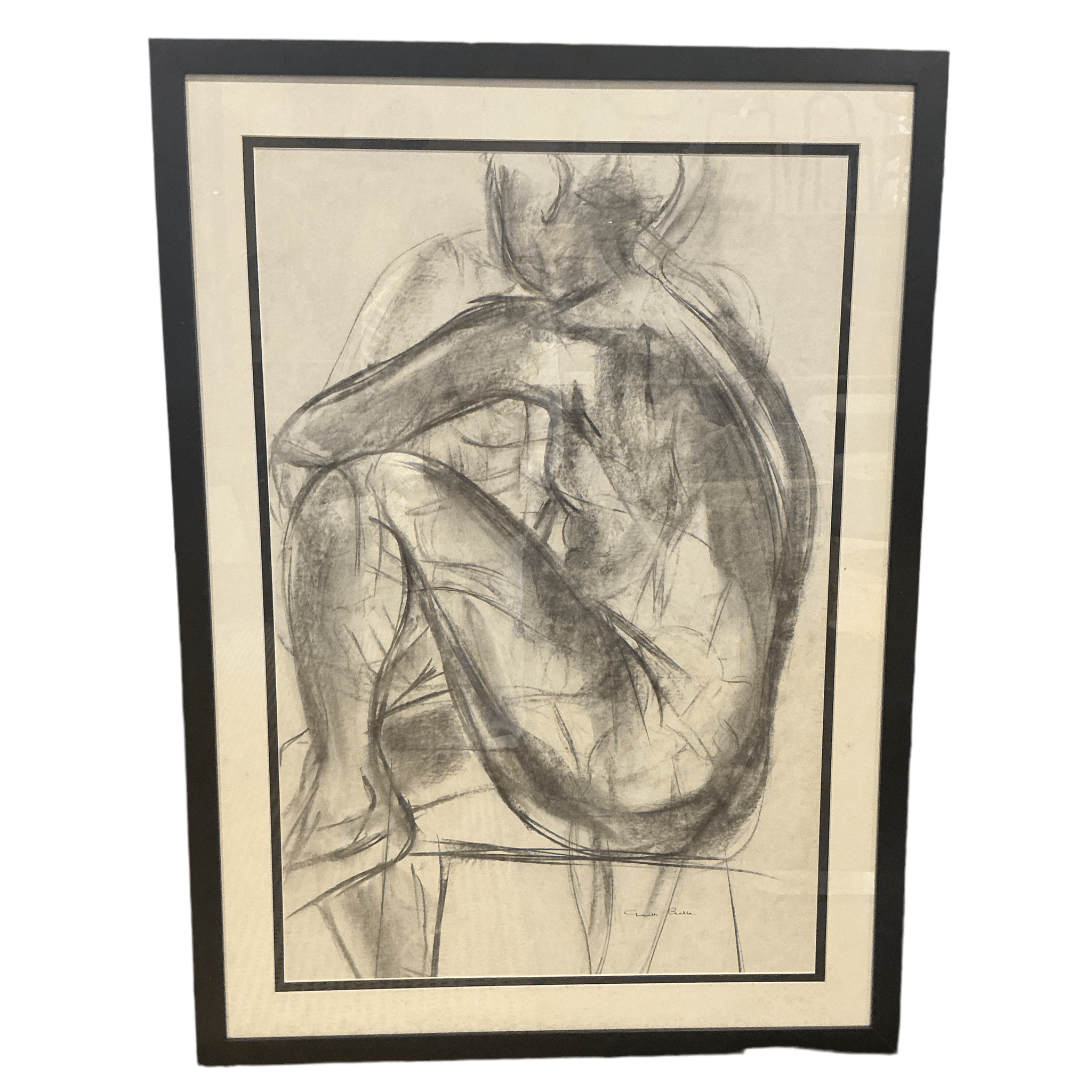 Original Large Charcoal Nude Artwork | Bazaa | Designer, Vintage and Antique Furniture