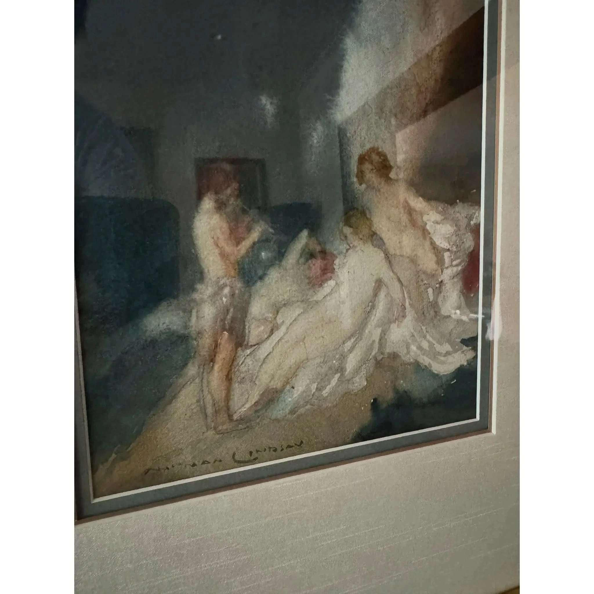 Original Norman Lindsay watercolour painting, The Flute Player | Bazaa | Designer, Vintage and Antique Furniture