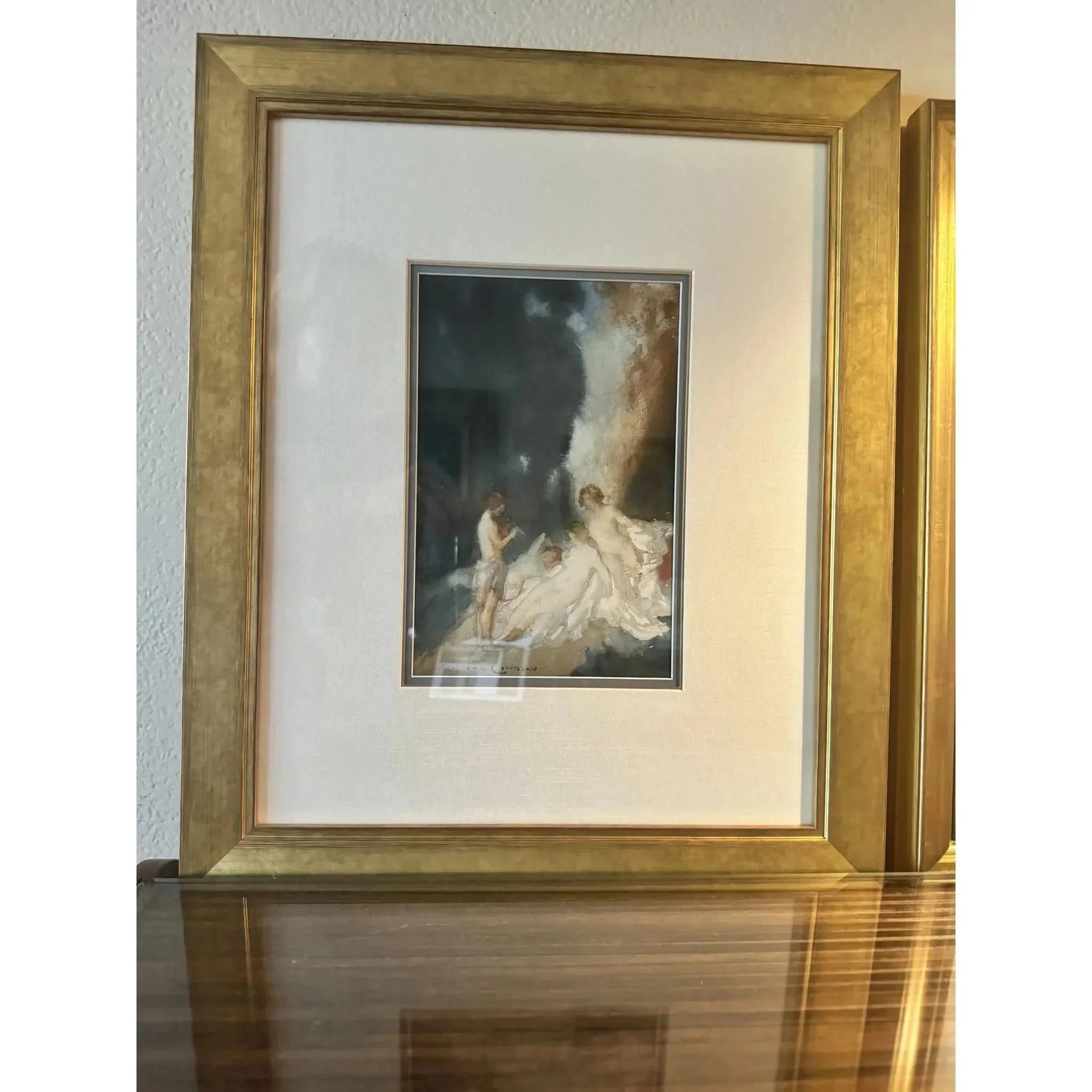 Original Norman Lindsay watercolour painting, The Flute Player | Bazaa | Designer, Vintage and Antique Furniture