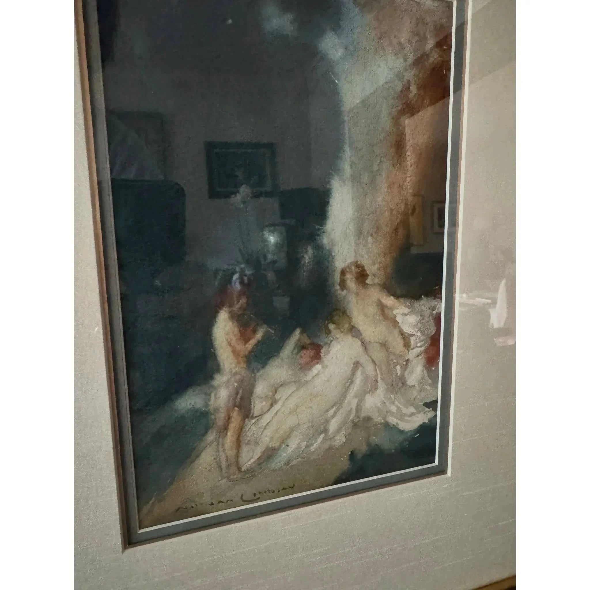 Original Norman Lindsay watercolour painting, The Flute Player | Bazaa | Designer, Vintage and Antique Furniture