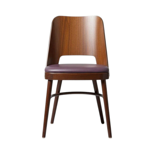 Original Thonet ‘Otto’ Dining Chairs – Oak Frames with Aubergine Upholstered Seats, 1955 Design