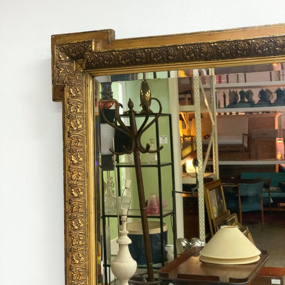 Ornate 19th Century Gilt Framed Bevel Edge Mirror with Outset Box Corners | Bazaa | Designer, Vintage and Antique Furniture