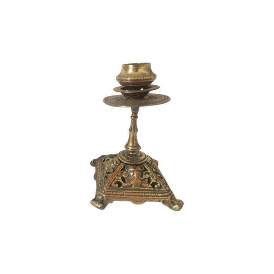 Ornate Petite Brass on Copper Vintage Candlesticks