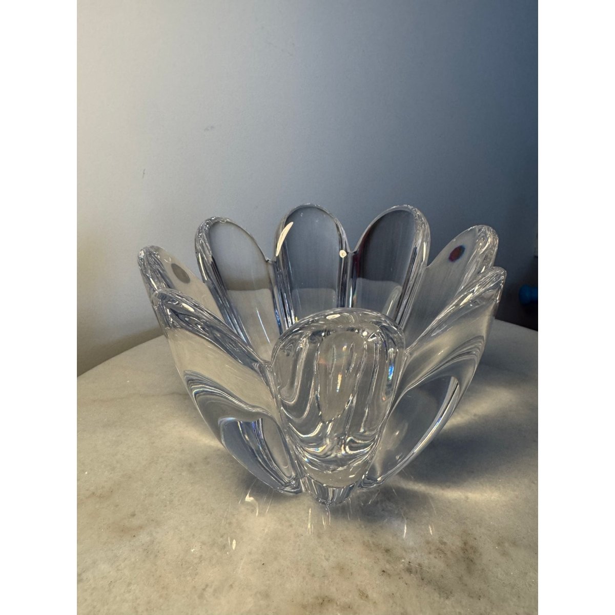 Orrefors Glasbruk Sweden ‘Mayflower’ Lead Crystal Bowl by Jan Johansson, Pattern 4789/11 — Eight‑Petal Lily Form | Bazaa | Designer, Vintage and Antique Furniture