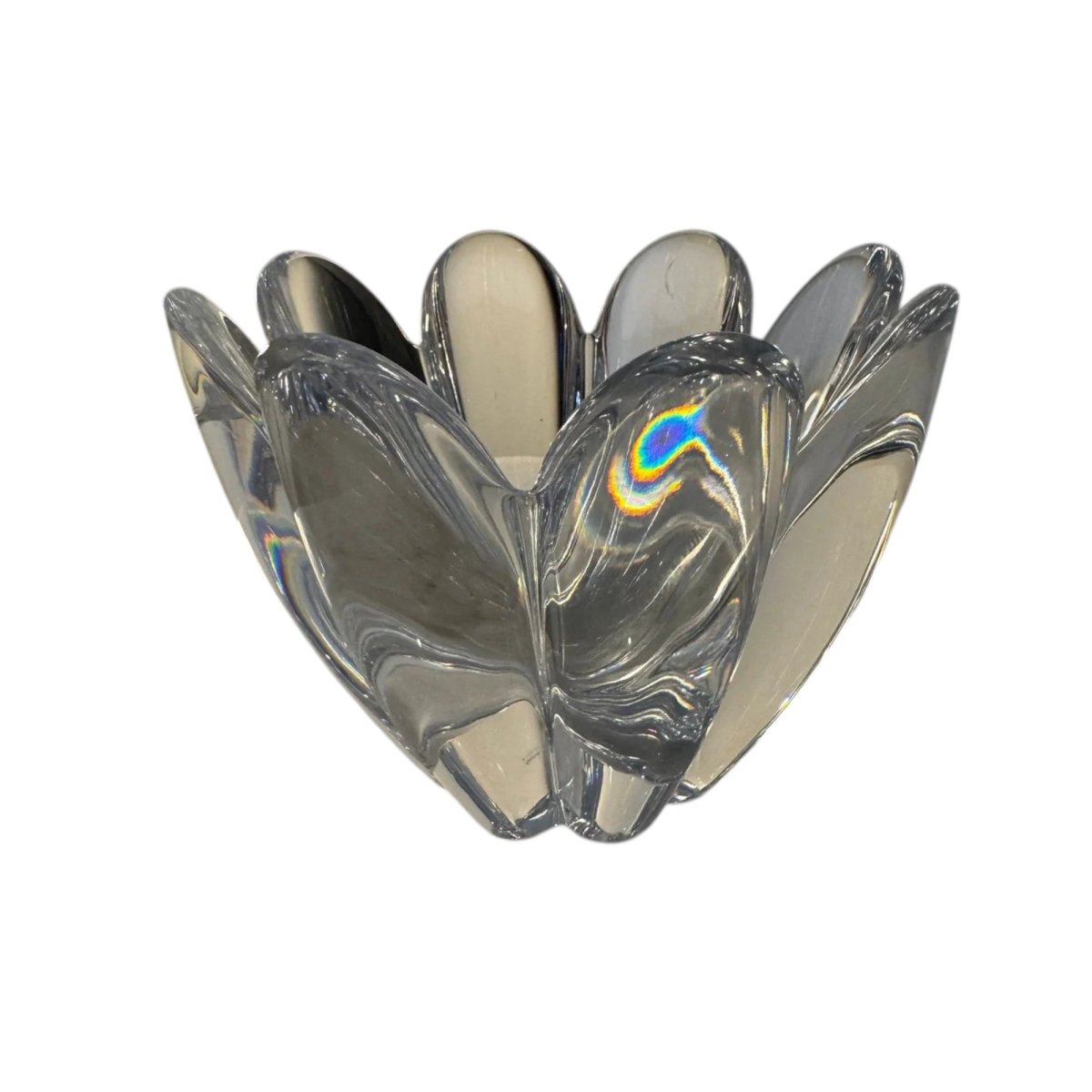 Orrefors Glasbruk Sweden ‘Mayflower’ Lead Crystal Bowl by Jan Johansson, Pattern 4789/11 — Eight‑Petal Lily Form | Bazaa | Designer, Vintage and Antique Furniture