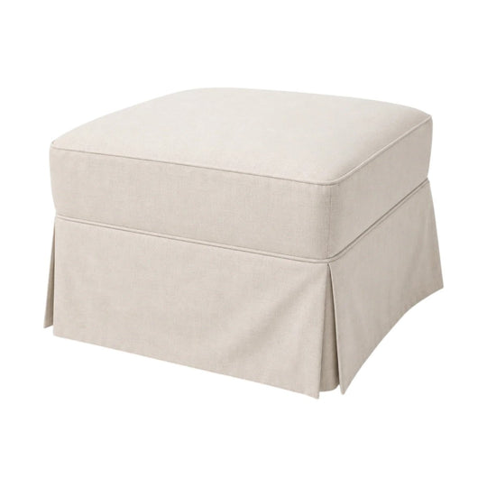 Ottoman Footstool Linen Slipcovered Hamptons Style Upholstered Storage Bench