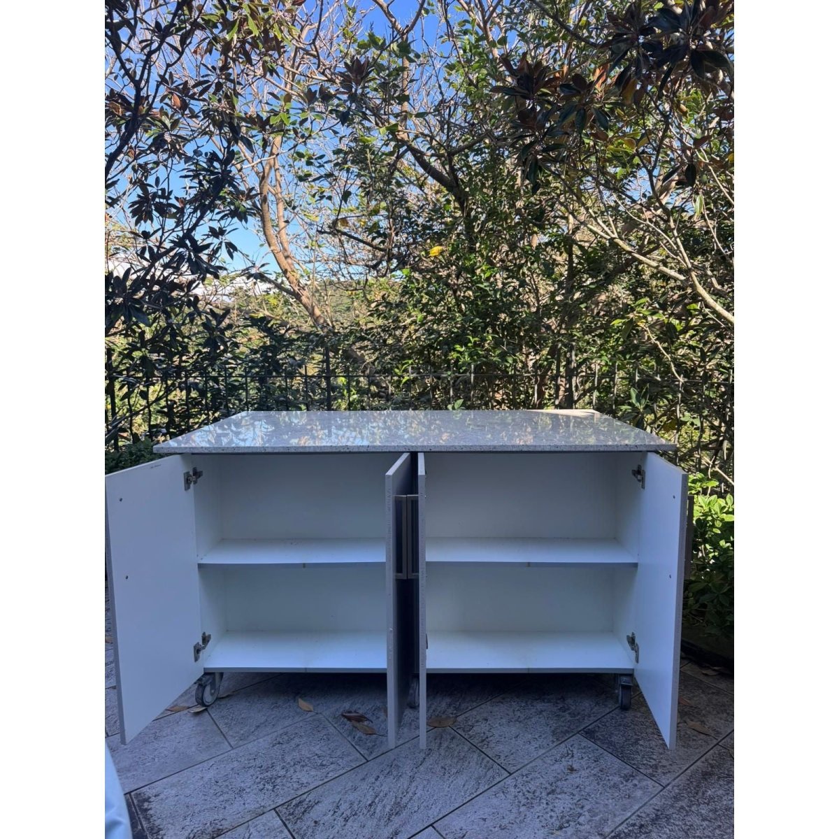 Outdoor Kitchen Island Granite Top Storage Cabinet on Castors 164cm | Bazaa | Designer, Vintage and Antique Furniture