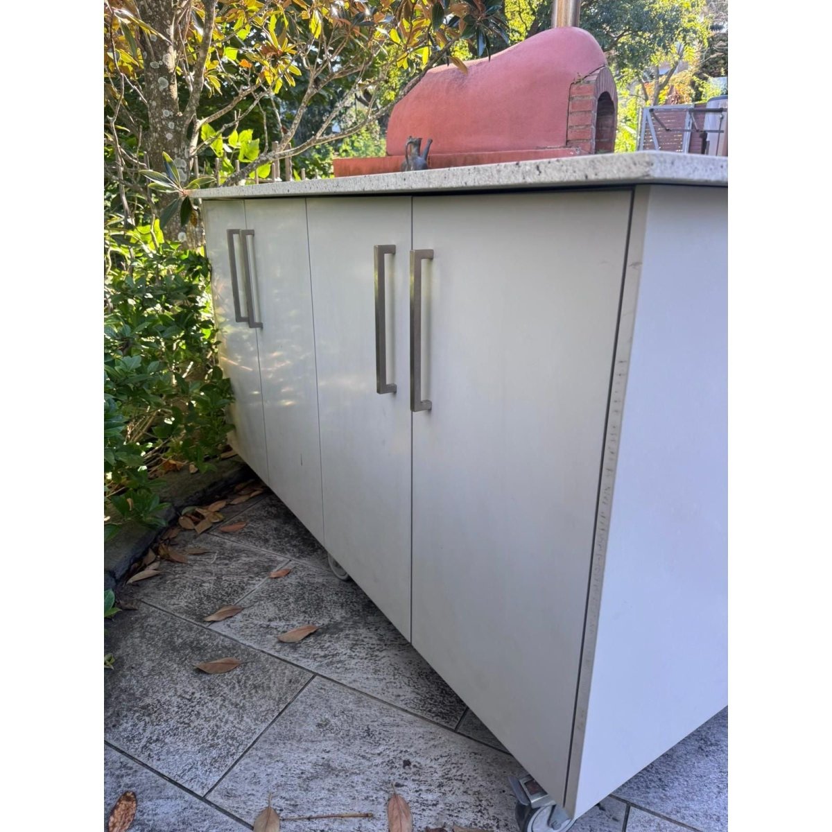 Outdoor Kitchen Island Granite Top Storage Cabinet on Castors 164cm | Bazaa | Designer, Vintage and Antique Furniture