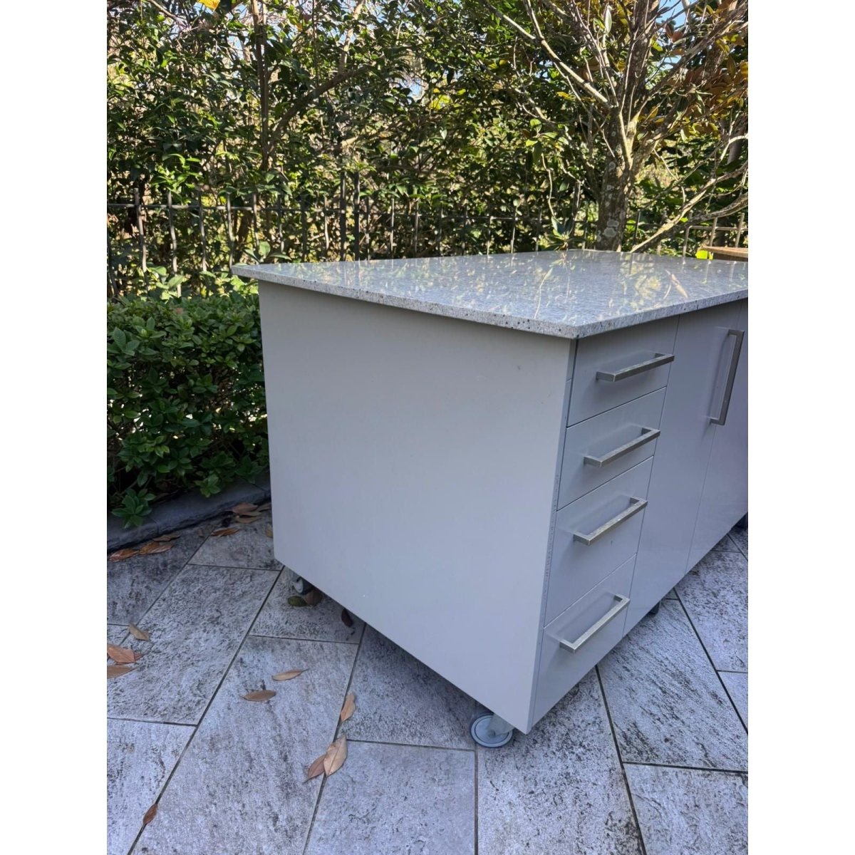 Outdoor Kitchen Island Granite Top Storage Cabinet on Castors 164cm | Bazaa | Designer, Vintage and Antique Furniture