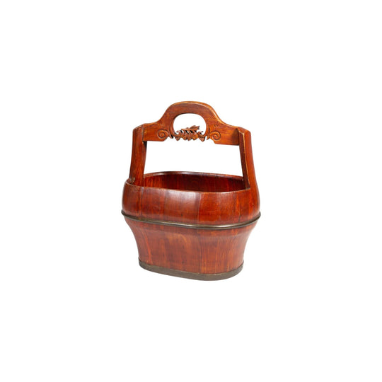 Oval bucket with peach motif