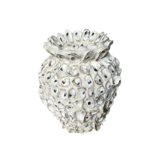 Oyster Shell Urn Coastal Sculptural Vase Mediterranean Decor