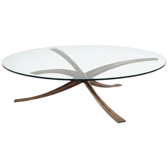 Glass and Brass Coffee Table — Michael Mangematin, France 1970s