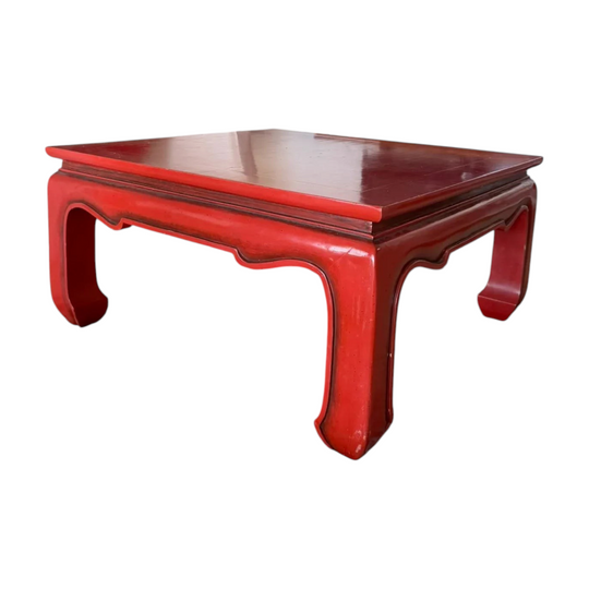 Chinese Ming Style Coffee Table Red Lacquer Square