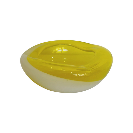 Vintage Sommerso Glass Ashtray- Yellow & White