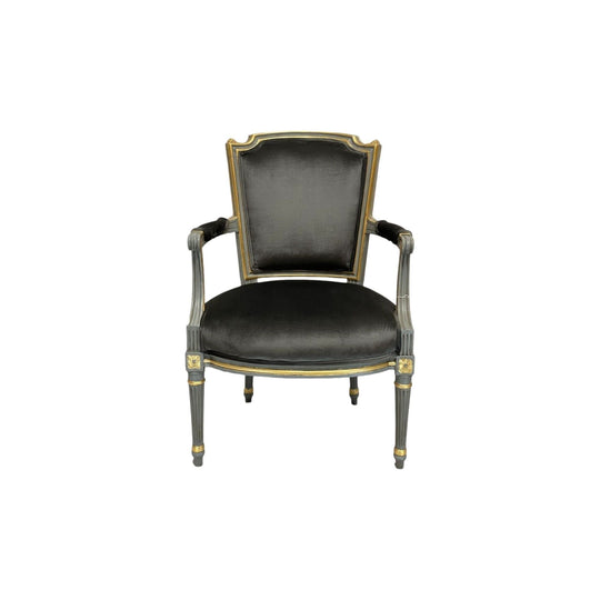 Painted & Gilded Antique French Bergere chair