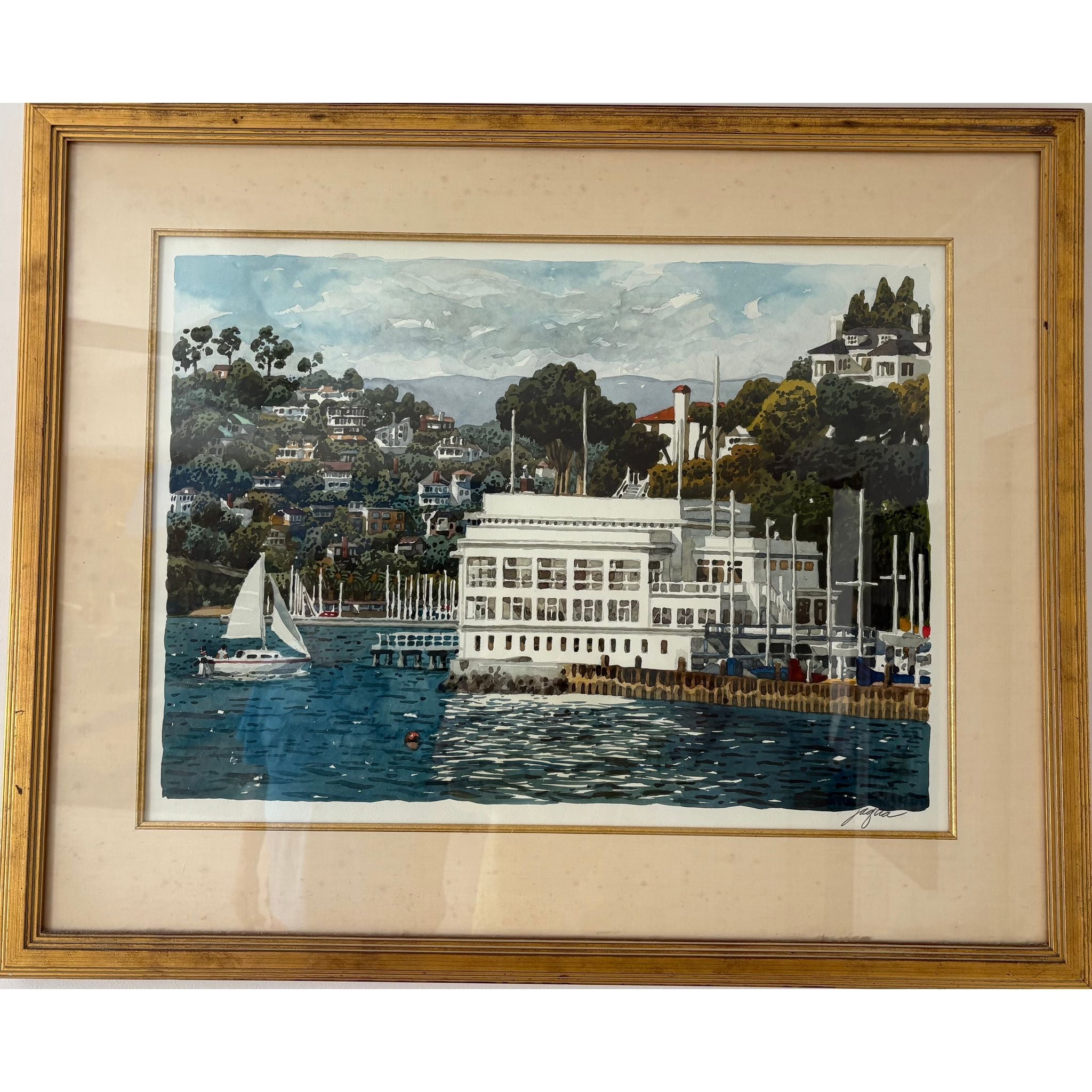 Painting of Corinthian Yacht Club - Tiburon | Bazaa | Designer, Vintage and Antique Furniture