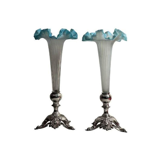 Pair 19th-Century Blue Decorative Vases, c.1890