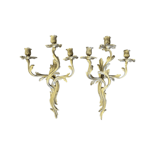 Pair 19th century French bronze wall sconces c.1890