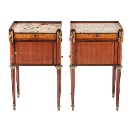 Pair 19th Century French Marquetry Bedsides | Bazaa | Designer, Vintage and Antique Furniture