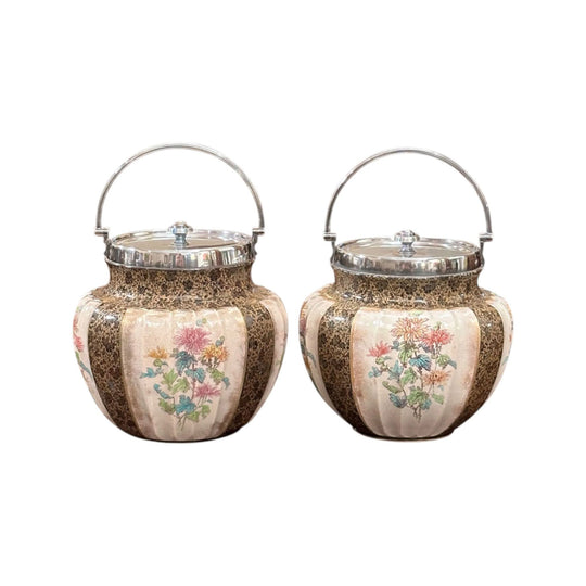 Pair Doulton Burslem biscuit barrels c.1880