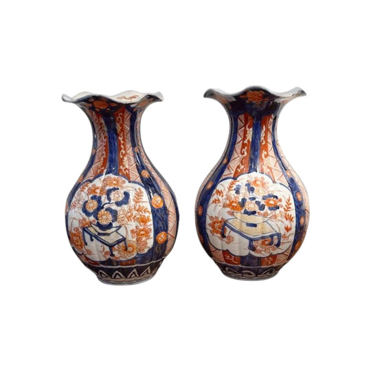 Pair Japanese antique Imari vases