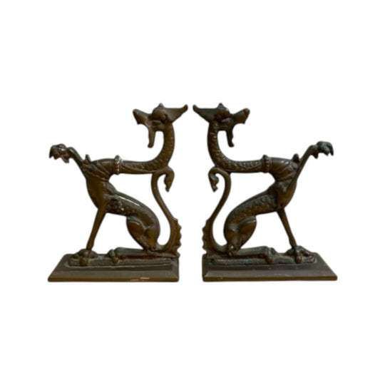 Pair Of Antique Brass Dragons