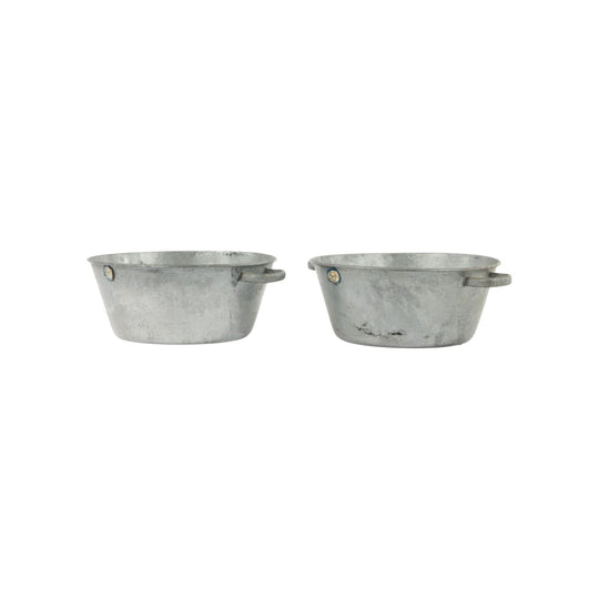 Pair of Antique French Zinc Buckets with solid thick handles