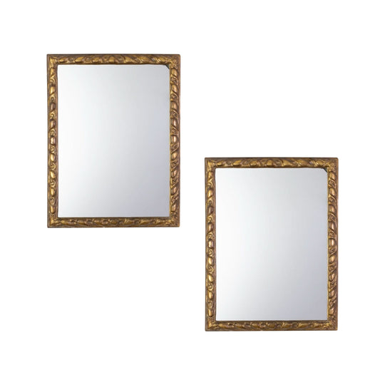Pair of Antique Italian Giltwood Carved Mirrors