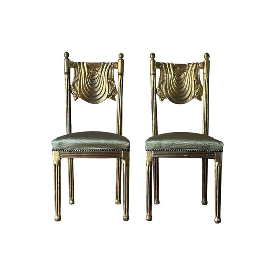 Pair of Antique Swag Back Hall Chairs